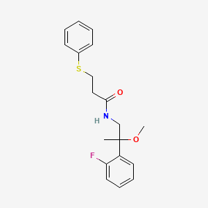 molecular formula C19H22FNO2S B2378354 N-(2-(2-fluorophenyl)-2-methoxypropyl)-3-(phenylthio)propanamide CAS No. 1797880-79-5