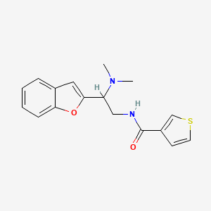 molecular formula C17H18N2O2S B2378394 N-[2-(1-benzofuran-2-yl)-2-(dimethylamino)ethyl]thiophene-3-carboxamide CAS No. 2034562-31-5