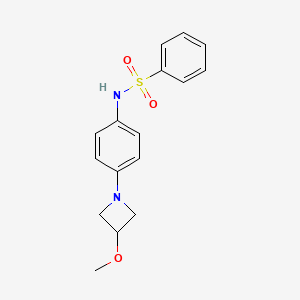 molecular formula C16H18N2O3S B2378469 N-[4-(3-methoxyazetidin-1-yl)phenyl]benzenesulfonamide CAS No. 2034355-03-6