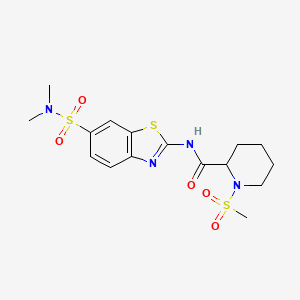 molecular formula C16H22N4O5S3 B2378541 N-(6-(N,N-dimethylsulfamoyl)benzo[d]thiazol-2-yl)-1-(methylsulfonyl)piperidine-2-carboxamide CAS No. 1213990-46-5