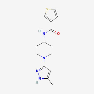 molecular formula C14H18N4OS B2378560 N-[1-(5-methyl-1H-pyrazol-3-yl)piperidin-4-yl]thiophene-3-carboxamide CAS No. 2034205-33-7