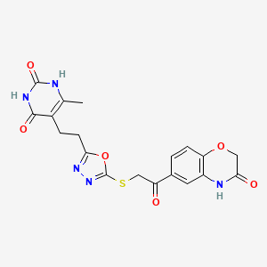 6-methyl-5-(2-(5-((2-oxo-2-(3-oxo-3,4-dihydro-2H-benzo[b][1,4]oxazin-6-yl)ethyl)thio)-1,3,4-oxadiazol-2-yl)ethyl)pyrimidine-2,4(1H,3H)-dione