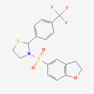 3-((2,3-Dihydrobenzofuran-5-yl)sulfonyl)-2-(4-(trifluoromethyl)phenyl)thiazolidine