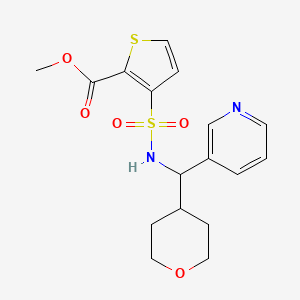 molecular formula C17H20N2O5S2 B2378653 methyl 3-(N-(pyridin-3-yl(tetrahydro-2H-pyran-4-yl)methyl)sulfamoyl)thiophene-2-carboxylate CAS No. 2034260-41-6