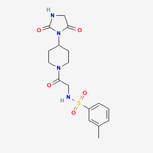 N-(2-(4-(2,5-dioxoimidazolidin-1-yl)piperidin-1-yl)-2-oxoethyl)-3-methylbenzenesulfonamide