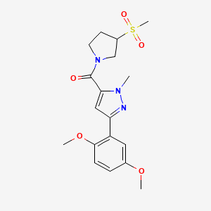 (3-(2,5-dimethoxyphenyl)-1-methyl-1H-pyrazol-5-yl)(3-(methylsulfonyl)pyrrolidin-1-yl)methanone