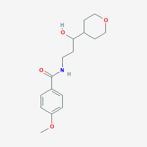 molecular formula C16H23NO4 B2378715 N-(3-hydroxy-3-(tetrahydro-2H-pyran-4-yl)propyl)-4-methoxybenzamide CAS No. 2034585-56-1