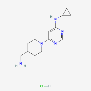 molecular formula C13H22ClN5 B2378727 6-(4-(Aminomethyl)piperidin-1-yl)-N-cyclopropylpyrimidin-4-amine hydrochloride CAS No. 1353956-27-0