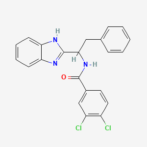 molecular formula C22H17Cl2N3O B2378728 N-(1-(1H-1,3-Benzimidazol-2-yl)-2-phenylethyl)-3,4-dichlorobenzenecarboxamide CAS No. 338410-59-6