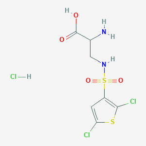 molecular formula C7H9Cl3N2O4S2 B2378735 2-Amino-3-[(2,5-dichlorothiophen-3-yl)sulfonylamino]propanoic acid;hydrochloride CAS No. 2361644-18-8