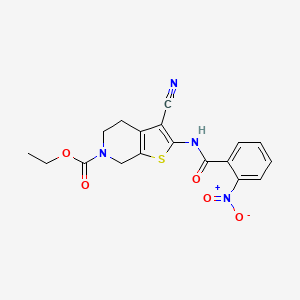 molecular formula C18H16N4O5S B2378737 ethyl 3-cyano-2-(2-nitrobenzamido)-4,5-dihydrothieno[2,3-c]pyridine-6(7H)-carboxylate CAS No. 864927-06-0