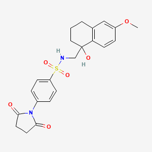 molecular formula C22H24N2O6S B2378739 4-(2,5-dioxopyrrolidin-1-yl)-N-((1-hydroxy-6-methoxy-1,2,3,4-tetrahydronaphthalen-1-yl)methyl)benzenesulfonamide CAS No. 2034405-68-8