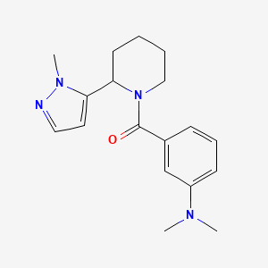 molecular formula C18H24N4O B2378740 [3-(Dimethylamino)phenyl]-[2-(2-methylpyrazol-3-yl)piperidin-1-yl]methanone CAS No. 2320885-92-3