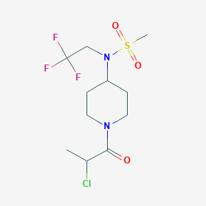 molecular formula C11H18ClF3N2O3S B2378751 N-[1-(2-Chloropropanoyl)piperidin-4-yl]-N-(2,2,2-trifluoroethyl)methanesulfonamide CAS No. 2411218-47-6