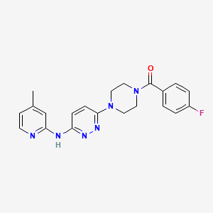 molecular formula C21H21FN6O B2378762 (4-Fluorophenyl)(4-(6-((4-methylpyridin-2-yl)amino)pyridazin-3-yl)piperazin-1-yl)methanone CAS No. 1021027-98-4