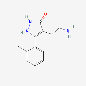 molecular formula C12H15N3O B2378764 4-(2-aminoethyl)-5-(2-methylphenyl)-1,2-dihydro-3H-pyrazol-3-one CAS No. 952958-60-0