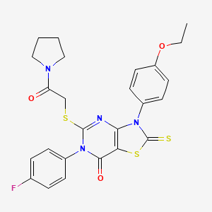 3-(4-Ethoxyphenyl)-6-(4-fluorophenyl)-5-(2-oxo-2-pyrrolidin-1-ylethyl)sulfanyl-2-sulfanylidene-[1,3]thiazolo[4,5-d]pyrimidin-7-one