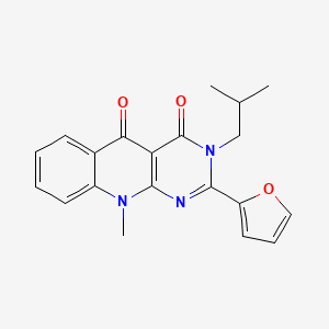 molecular formula C20H19N3O3 B2378772 2-(furan-2-yl)-3-isobutyl-10-methylpyrimido[4,5-b]quinoline-4,5(3H,10H)-dione CAS No. 896594-45-9