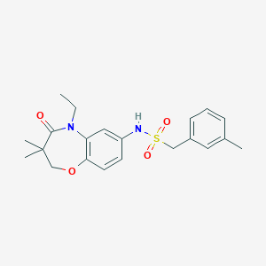 molecular formula C21H26N2O4S B2378791 N-(5-ethyl-3,3-dimethyl-4-oxo-2,3,4,5-tetrahydrobenzo[b][1,4]oxazepin-7-yl)-1-(m-tolyl)methanesulfonamide CAS No. 922077-59-6