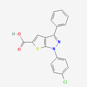 molecular formula C18H11ClN2O2S B2378797 1-(4-Chlorophenyl)-3-phenylthieno[2,3-c]pyrazole-5-carboxylic acid CAS No. 2377034-50-7