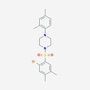 molecular formula C20H25BrN2O2S B2378799 1-(2-Bromo-4,5-dimethylphenyl)sulfonyl-4-(2,4-dimethylphenyl)piperazine CAS No. 691380-90-2