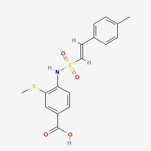 molecular formula C17H17NO4S2 B2378803 4-[[(E)-2-(4-methylphenyl)ethenyl]sulfonylamino]-3-methylsulfanylbenzoic acid CAS No. 1259235-29-4