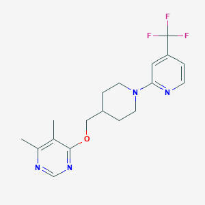 molecular formula C18H21F3N4O B2378806 4,5-Dimethyl-6-((1-(4-(trifluoromethyl)pyridin-2-yl)piperidin-4-yl)methoxy)pyrimidine CAS No. 2320862-03-9