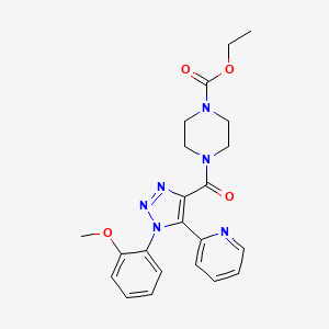 molecular formula C22H24N6O4 B2378810 ethyl 4-(1-(2-methoxyphenyl)-5-(pyridin-2-yl)-1H-1,2,3-triazole-4-carbonyl)piperazine-1-carboxylate CAS No. 1396869-50-3
