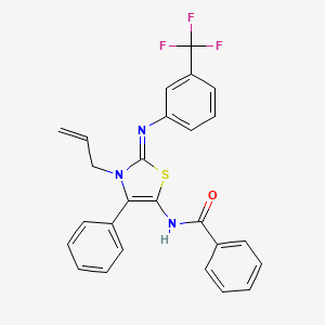 molecular formula C26H20F3N3OS B2378820 (E)-N-(3-allyl-4-phenyl-2-((3-(trifluoromethyl)phenyl)imino)-2,3-dihydrothiazol-5-yl)benzamide CAS No. 324070-09-9