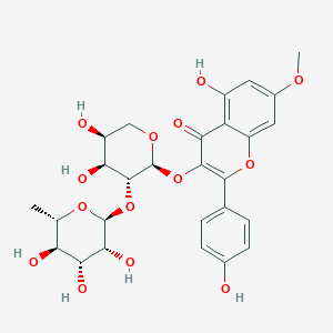 molecular formula C27H30O14 B2378821 3-[(2S,3R,4S,5S)-4,5-Dihydroxy-3-[(2S,3R,4R,5R,6S)-3,4,5-trihydroxy-6-methyloxan-2-yl]oxyoxan-2-yl]oxy-5-hydroxy-2-(4-hydroxyphenyl)-7-methoxychromen-4-one CAS No. 1427511-60-1