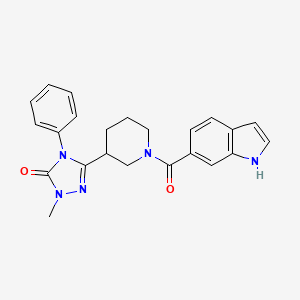 molecular formula C23H23N5O2 B2378823 3-(1-(1H-indole-6-carbonyl)piperidin-3-yl)-1-methyl-4-phenyl-1H-1,2,4-triazol-5(4H)-one CAS No. 1421585-12-7