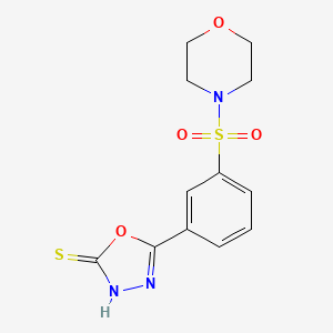 molecular formula C12H13N3O4S2 B2378833 5-[3-(Morpholine-4-sulfonyl)phenyl]-1,3,4-oxadiazole-2-thiol CAS No. 565194-87-8