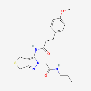 molecular formula C20H26N4O3S B2378881 3-(4-甲氧基苯基)-N-(2-(2-氧代-2-(丙基氨基)乙基)-4,6-二氢-2H-噻吩[3,4-c]吡唑-3-基)丙酰胺 CAS No. 1105203-57-3