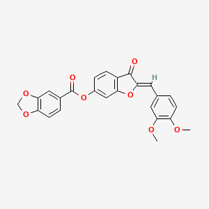 molecular formula C25H18O8 B2378888 (Z)-2-(3,4-dimethoxybenzylidene)-3-oxo-2,3-dihydrobenzofuran-6-yl benzo[d][1,3]dioxole-5-carboxylate CAS No. 858764-42-8