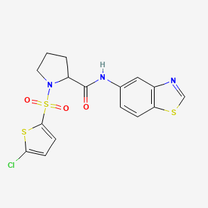 molecular formula C16H14ClN3O3S3 B2378891 N-(benzo[d]thiazol-5-yl)-1-((5-chlorothiophen-2-yl)sulfonyl)pyrrolidine-2-carboxamide CAS No. 1103236-90-3