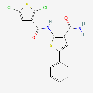molecular formula C16H10Cl2N2O2S2 B2378896 N-(3-carbamoyl-5-phenylthiophen-2-yl)-2,5-dichlorothiophene-3-carboxamide CAS No. 952869-85-1
