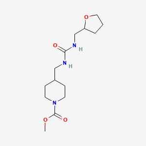 molecular formula C14H25N3O4 B2378899 Methyl 4-((3-((tetrahydrofuran-2-yl)methyl)ureido)methyl)piperidine-1-carboxylate CAS No. 2034341-88-1