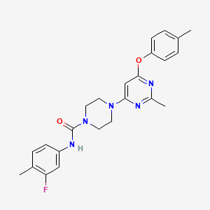 molecular formula C24H26FN5O2 B2378901 N-(3-fluoro-4-methylphenyl)-4-[2-methyl-6-(4-methylphenoxy)pyrimidin-4-yl]piperazine-1-carboxamide CAS No. 946325-34-4