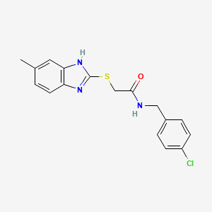 molecular formula C17H16ClN3OS B2378911 N-[(4-chlorophenyl)methyl]-2-[(5-methyl-1H-1,3-benzodiazol-2-yl)sulfanyl]acetamide CAS No. 391255-60-0