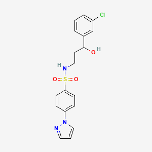 molecular formula C18H18ClN3O3S B2378939 N-(3-(3-chlorophenyl)-3-hydroxypropyl)-4-(1H-pyrazol-1-yl)benzenesulfonamide CAS No. 2034526-23-1