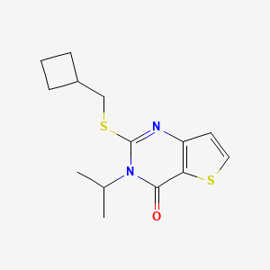 B2378969 2-(Cyclobutylmethylsulfanyl)-3-propan-2-ylthieno[3,2-d]pyrimidin-4-one CAS No. 2379975-97-8