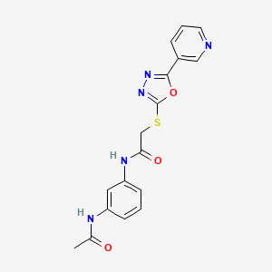 molecular formula C17H15N5O3S B2378991 N-(3-acetamidophenyl)-2-{[5-(pyridin-3-yl)-1,3,4-oxadiazol-2-yl]sulfanyl}acetamide CAS No. 900009-29-2