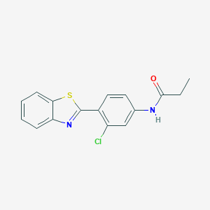 molecular formula C16H13ClN2OS B237900 N-[4-(1,3-benzothiazol-2-yl)-3-chlorophenyl]propanamide 