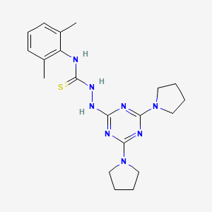 molecular formula C20H28N8S B2379042 3-{[4,6-bis(pyrrolidin-1-yl)-1,3,5-triazin-2-yl]amino}-1-(2,6-dimethylphenyl)thiourea CAS No. 898623-38-6