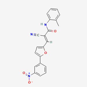 molecular formula C21H15N3O4 B2379057 (E)-2-cyano-3-(5-(3-nitrophenyl)furan-2-yl)-N-(o-tolyl)acrylamide CAS No. 314258-62-3