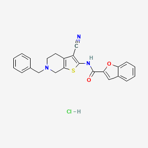 molecular formula C24H20ClN3O2S B2379078 N-(6-benzyl-3-cyano-4,5,6,7-tetrahydrothieno[2,3-c]pyridin-2-yl)benzofuran-2-carboxamide hydrochloride CAS No. 1327596-24-6