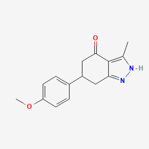 molecular formula C15H16N2O2 B2379082 6-(4-methoxyphenyl)-3-methyl-1,5,6,7-tetrahydro-4H-indazol-4-one CAS No. 886158-56-1