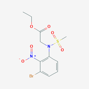 molecular formula C11H13BrN2O6S B2379084 Ethyl 2-[N-(3-bromo-2-nitrophenyl)methanesulfonamido]acetate, tech grade CAS No. 2288709-10-2