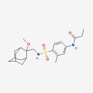 molecular formula C22H32N2O4S B2379095 N-(4-(N-(((1R,3S,5r,7r)-2-methoxyadamantan-2-yl)methyl)sulfamoyl)-3-methylphenyl)propionamide CAS No. 1797727-40-2