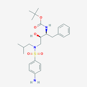 molecular formula C25H37N3O5S B023791 tert-Butyl ((2S,3R)-4-(4-amino-N-isobutylphenylsulfonamido)-3-hydroxy-1-phenylbutan-2-yl)carbamate CAS No. 183004-94-6